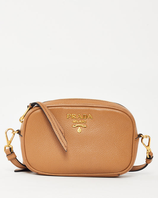 Prada Camel Brown Daino Leather 2Way Belt Bag and Crossbody 1BL007