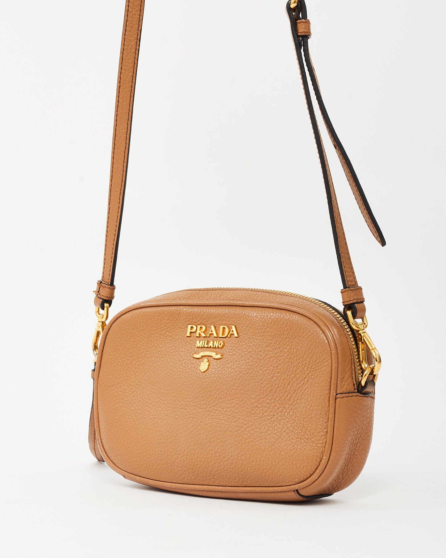 Prada Camel Brown Daino Leather 2Way Belt Bag and Crossbody 1BL007