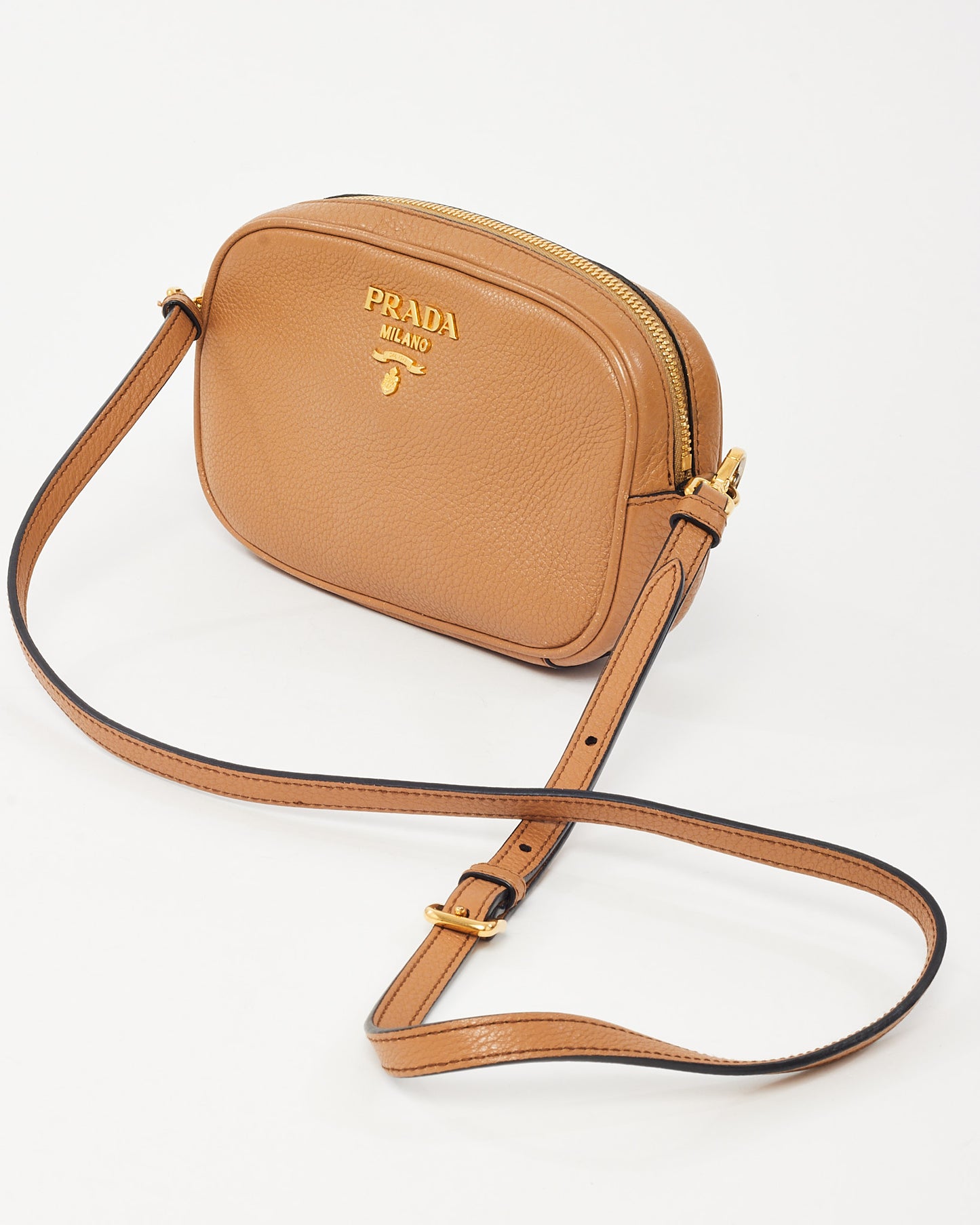 Prada Camel Brown Daino Leather 2Way Belt Bag and Crossbody 1BL007