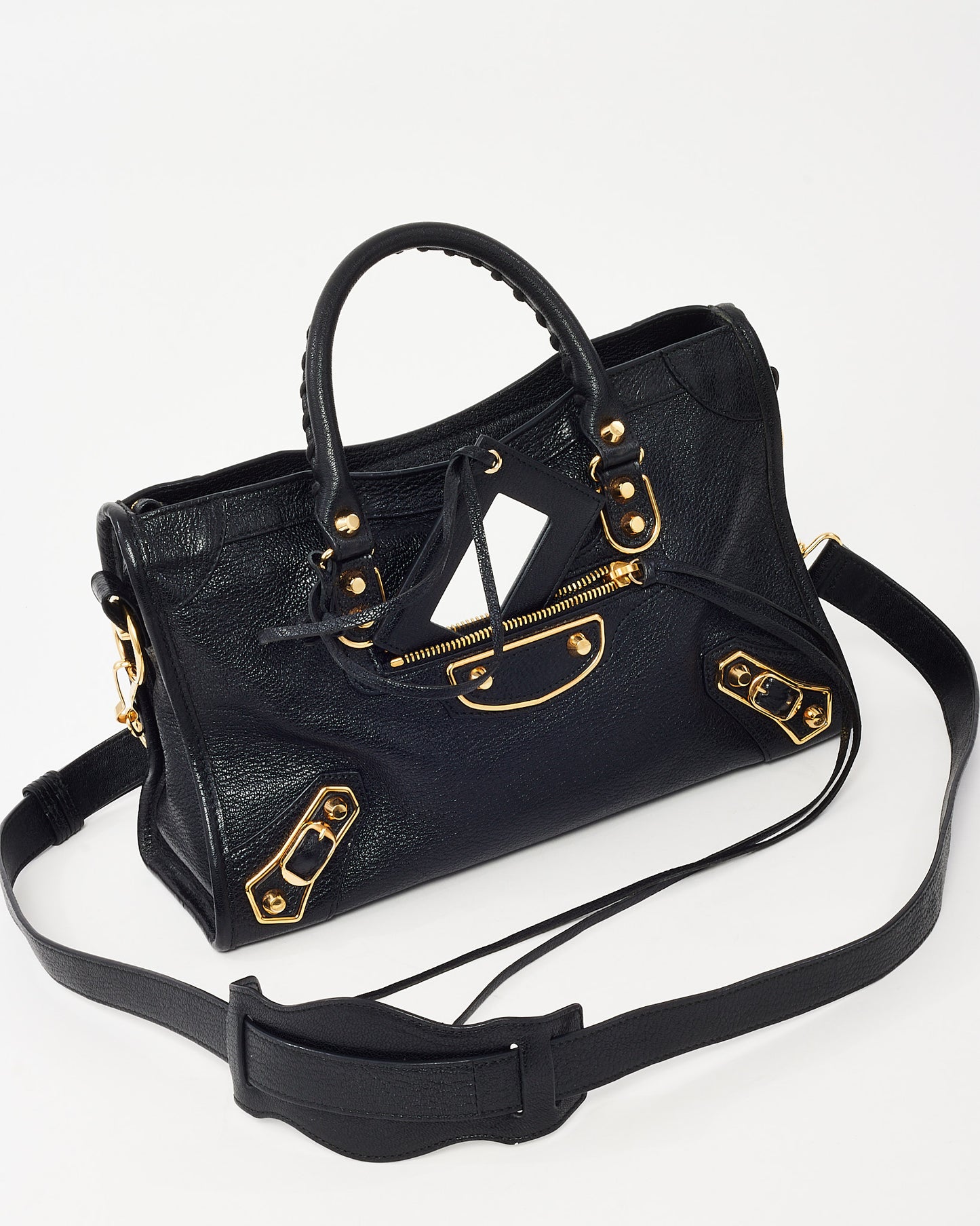 Balenciaga Black Leather GHW Metallic Edge Classic Mini City Bag