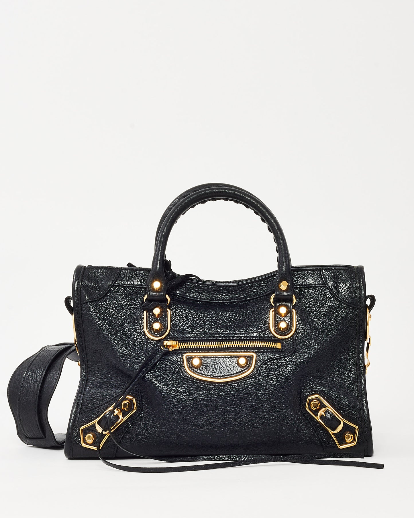 Balenciaga Black Leather GHW Metallic Edge Classic Mini City Bag