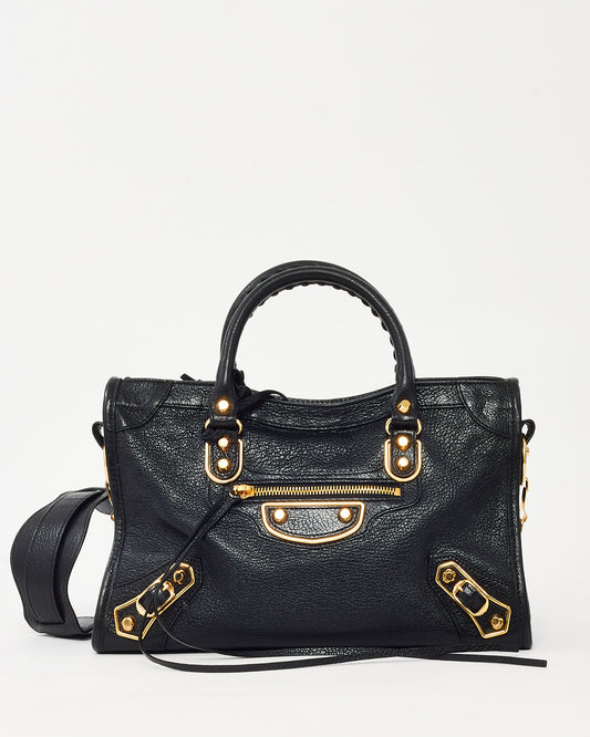 Balenciaga Black Leather GHW Metallic Edge Classic Mini City Bag