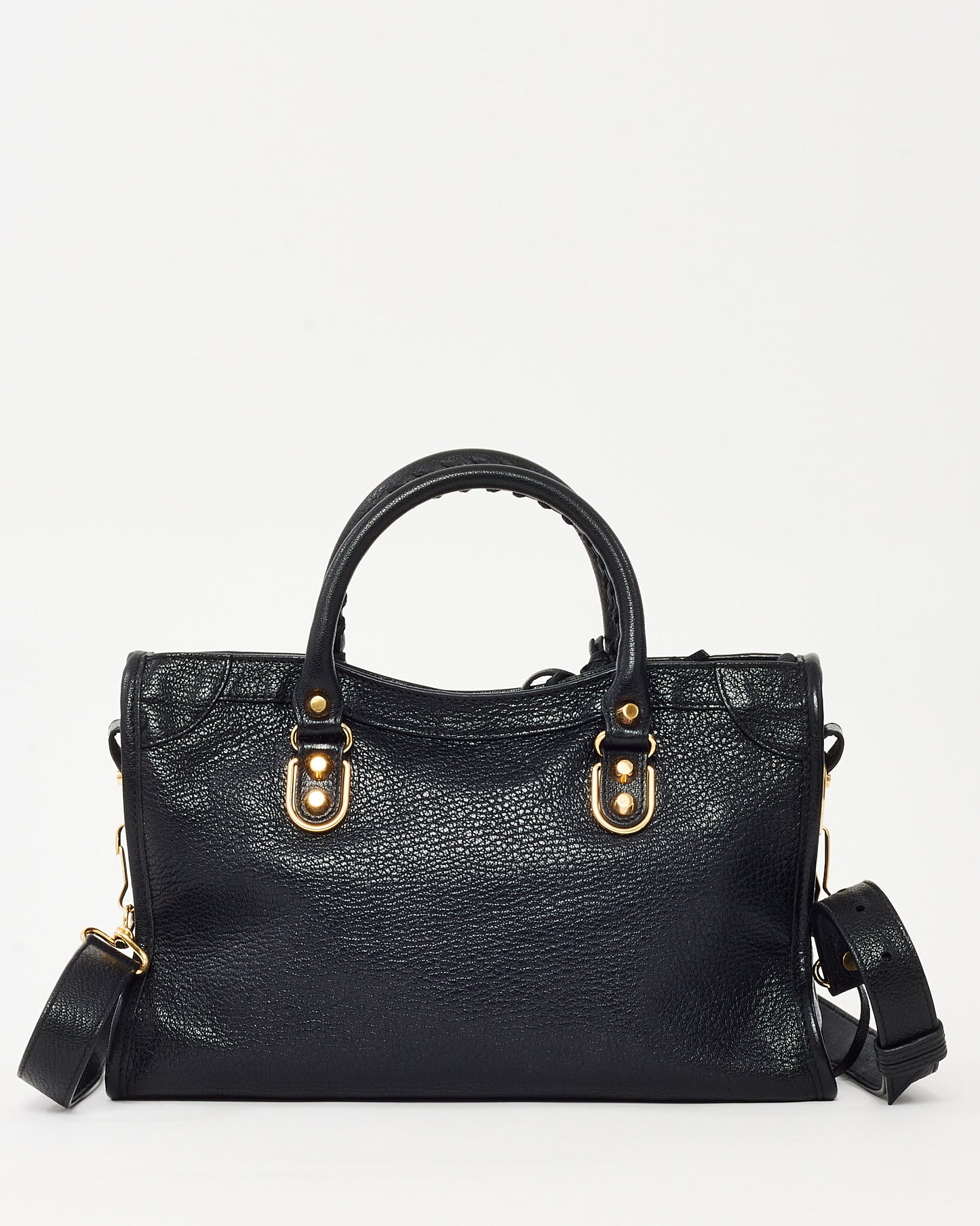 Balenciaga Black Leather GHW Metallic Edge Classic Mini City Bag