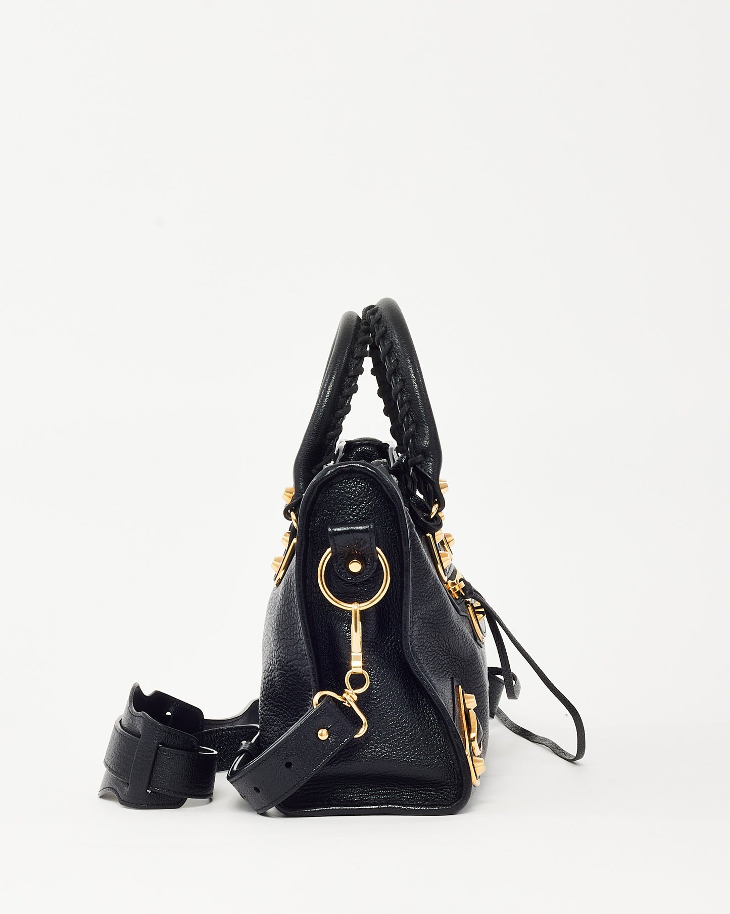 Balenciaga Black Leather GHW Metallic Edge Classic Mini City Bag