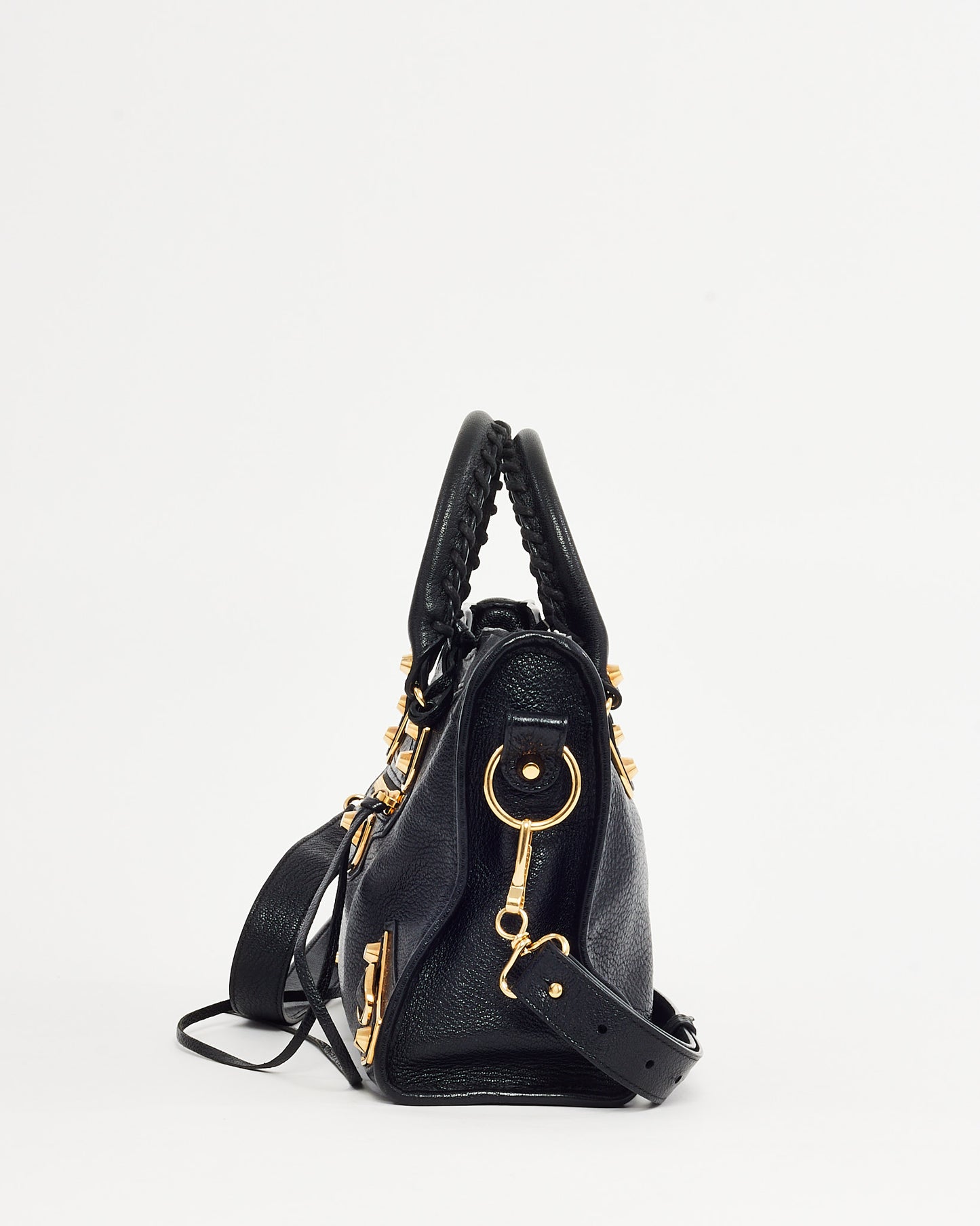 Balenciaga Black Leather GHW Metallic Edge Classic Mini City Bag