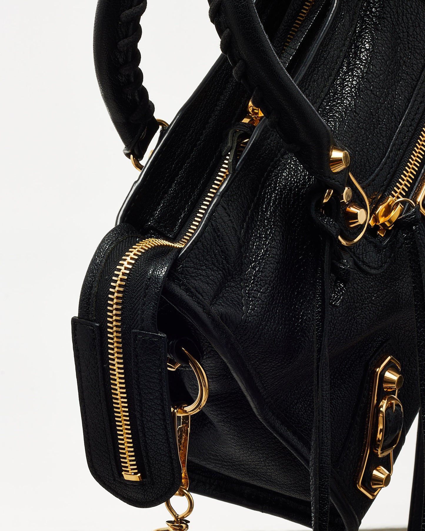 Balenciaga Black Leather GHW Metallic Edge Classic Mini City Bag
