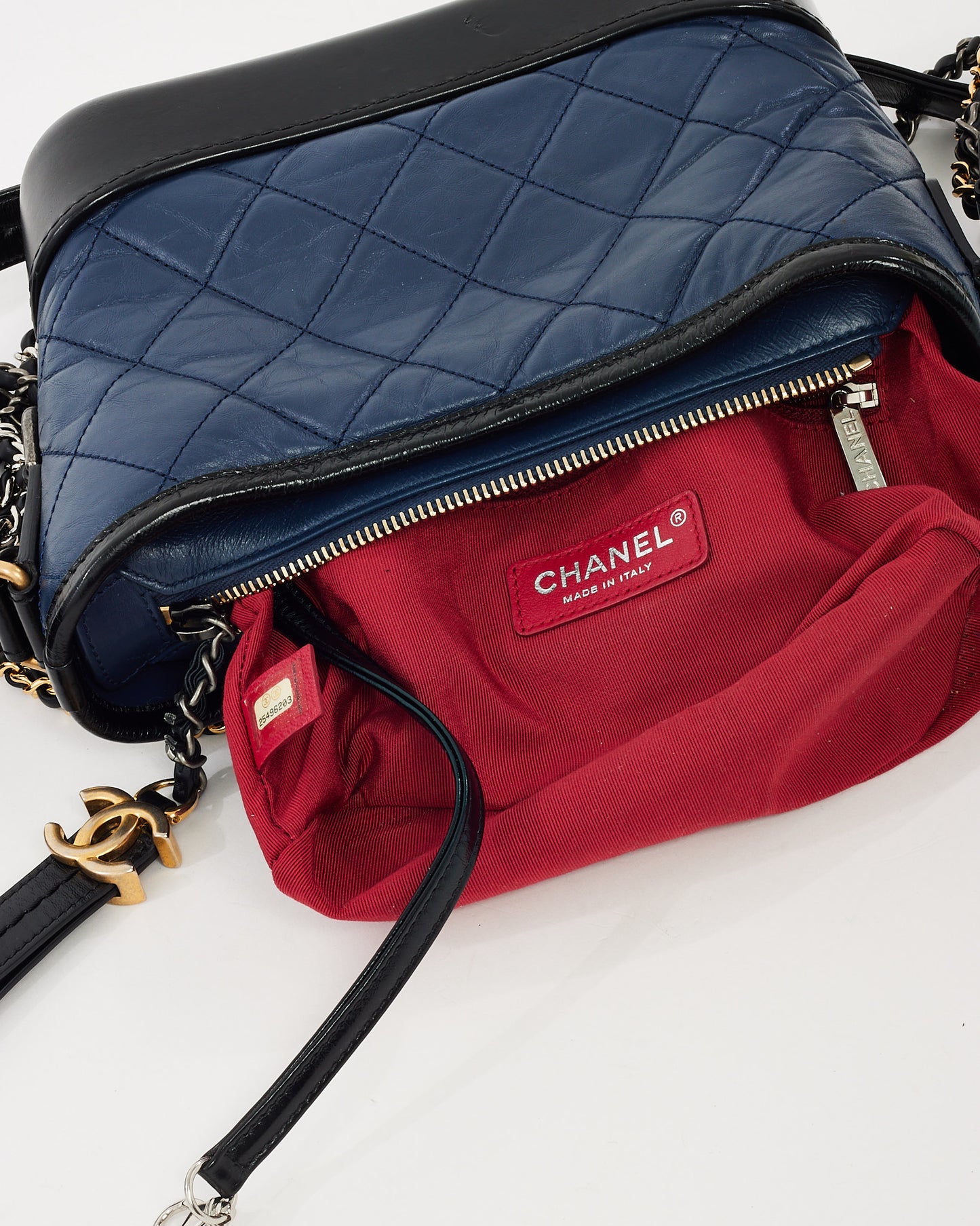 Chanel Navy and Black Quilted Leather Small Gabrielle Hobo Crossbody Bag