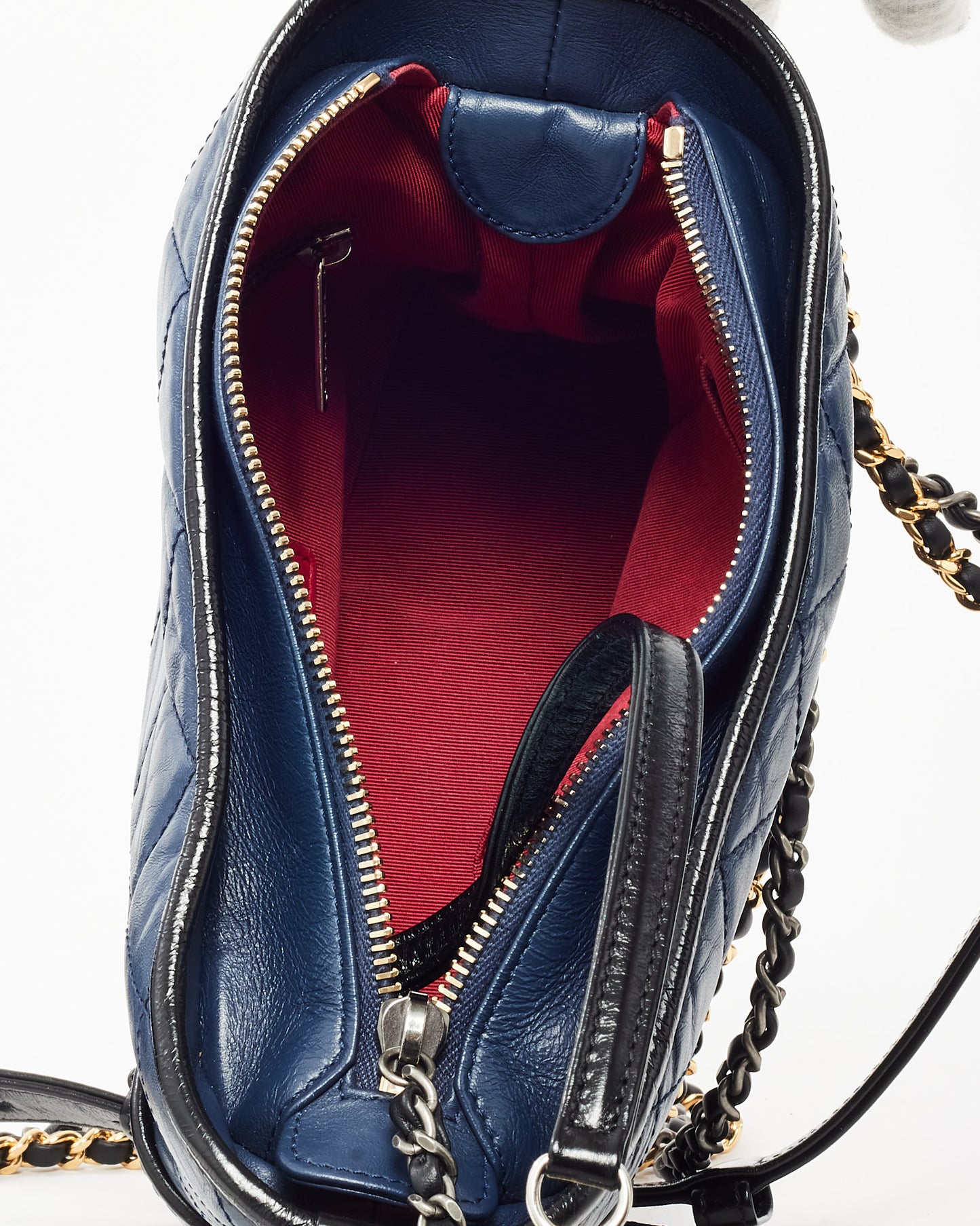 Chanel Navy and Black Quilted Leather Small Gabrielle Hobo Crossbody Bag