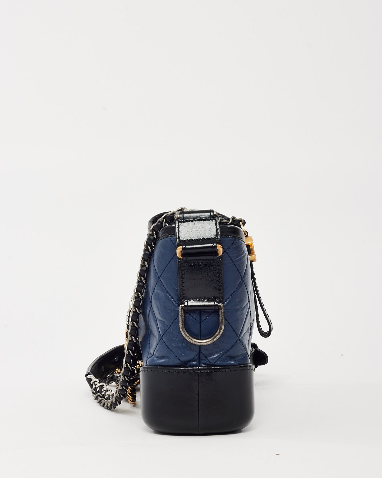 Chanel Navy and Black Quilted Leather Small Gabrielle Hobo Crossbody Bag