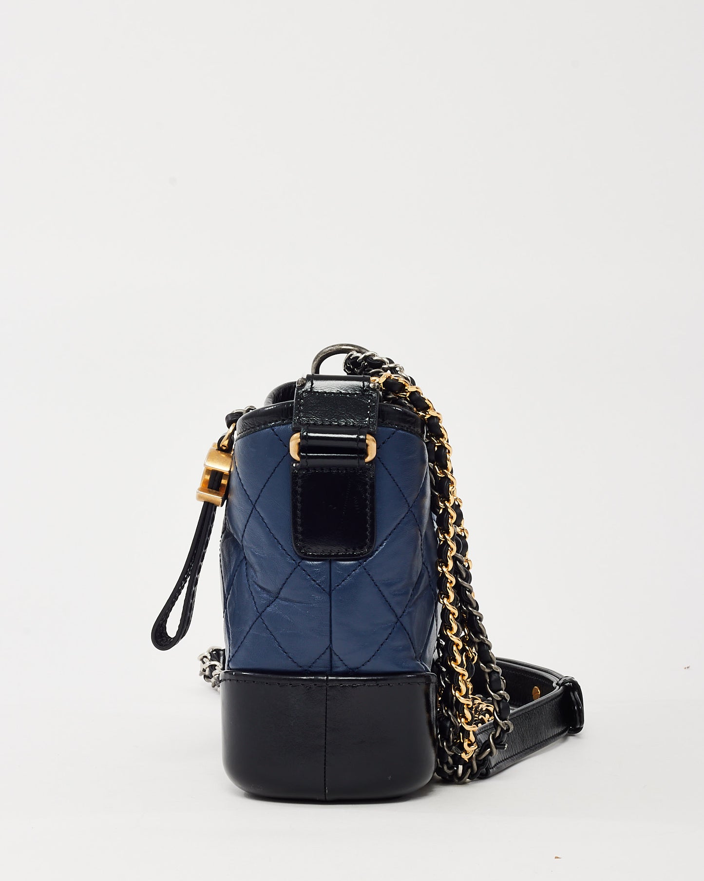 Chanel Navy and Black Quilted Leather Small Gabrielle Hobo Crossbody Bag