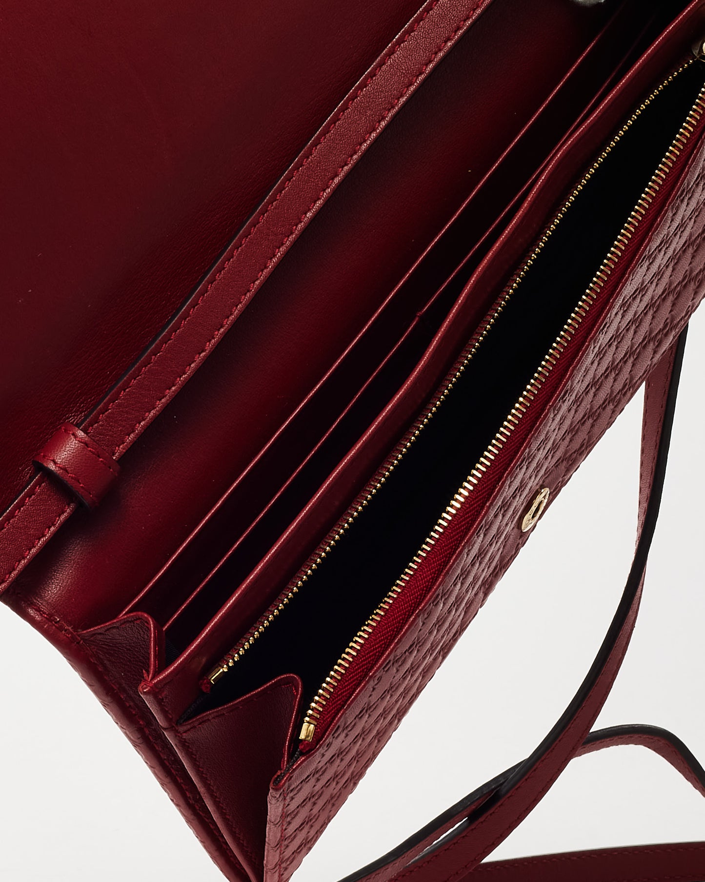 Gucci Red Monogram GG Microguccissima Leather WOC Wallet on Strap Crossbody Bag