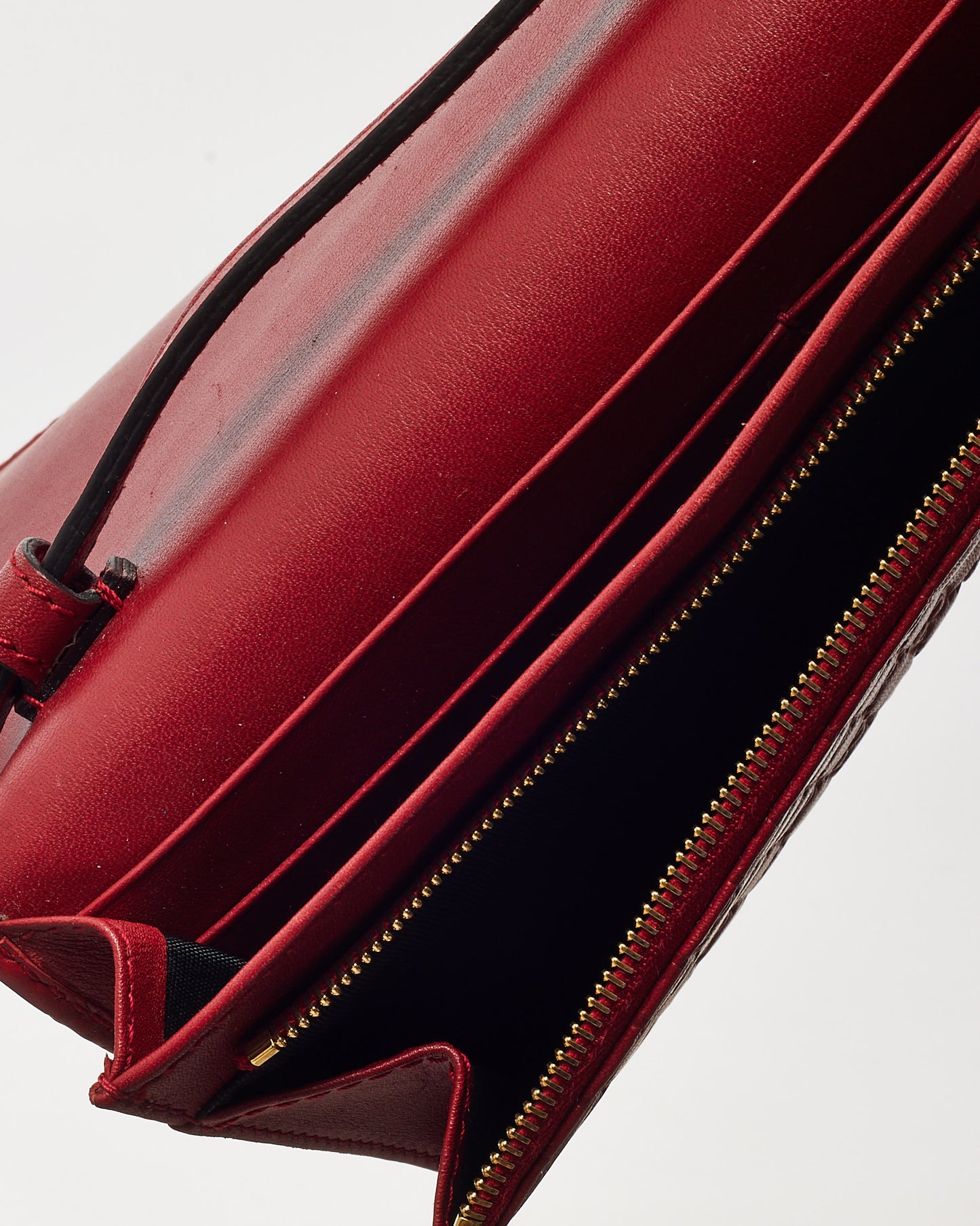 Gucci Red Monogram GG Microguccissima Leather WOC Wallet on Strap Crossbody Bag