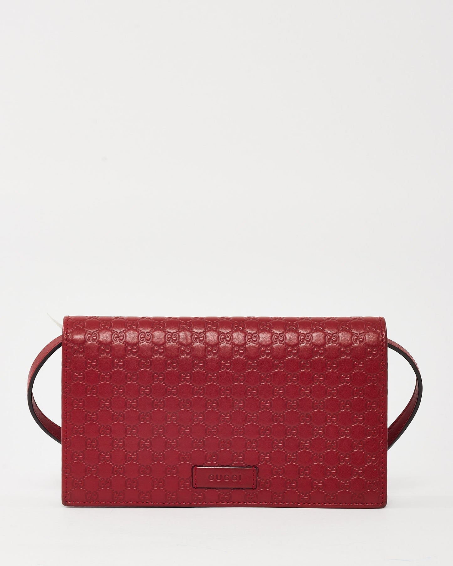 Gucci Red Monogram GG Microguccissima Leather WOC Wallet on Strap Crossbody Bag