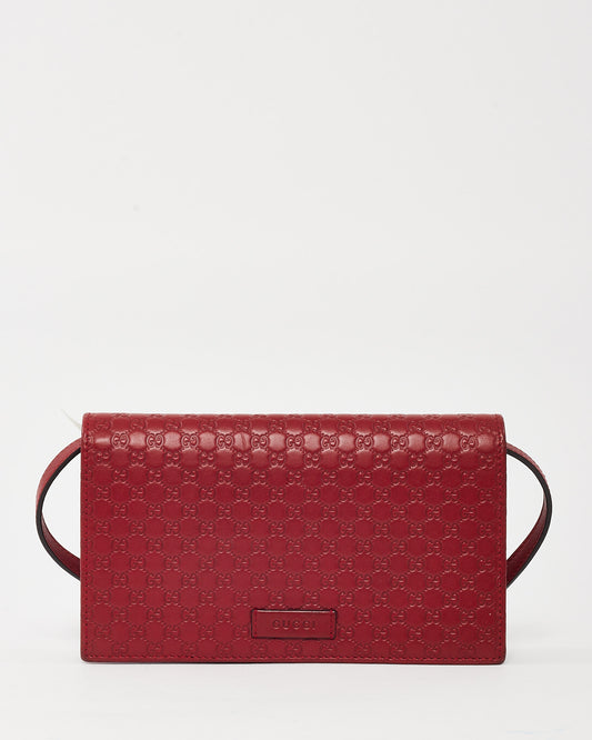 Gucci Red Monogram GG Microguccissima Leather WOC Wallet on Strap Crossbody Bag