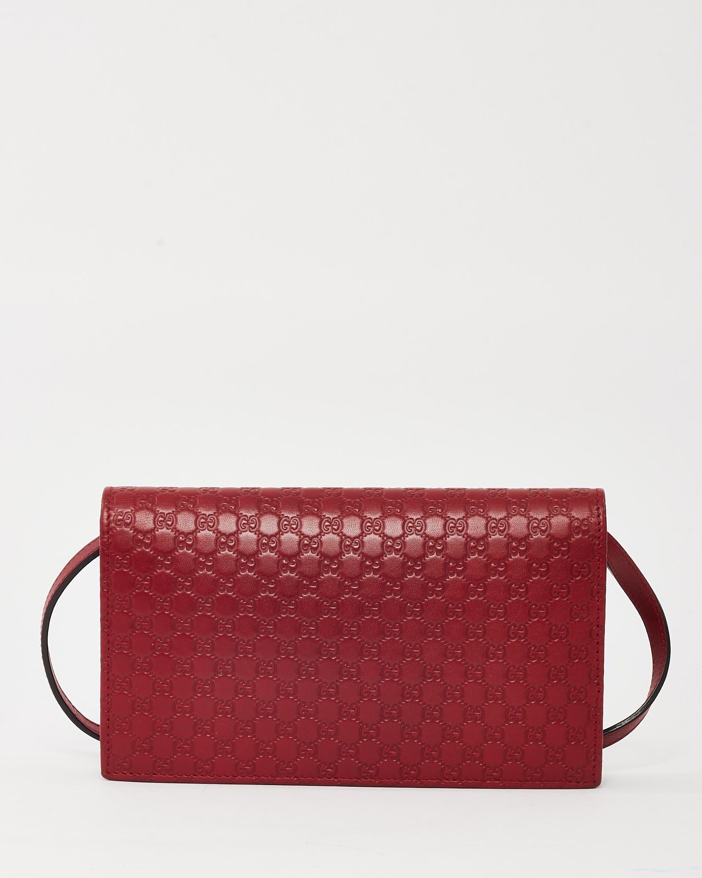 Gucci Red Monogram GG Microguccissima Leather WOC Wallet on Strap Crossbody Bag