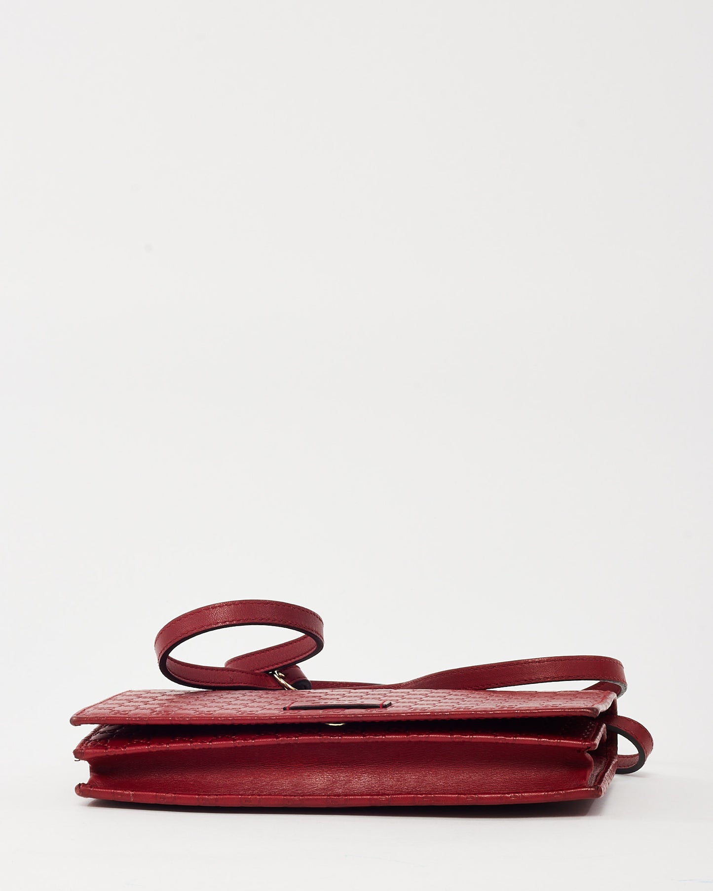 Gucci Red Monogram GG Microguccissima Leather WOC Wallet on Strap Crossbody Bag