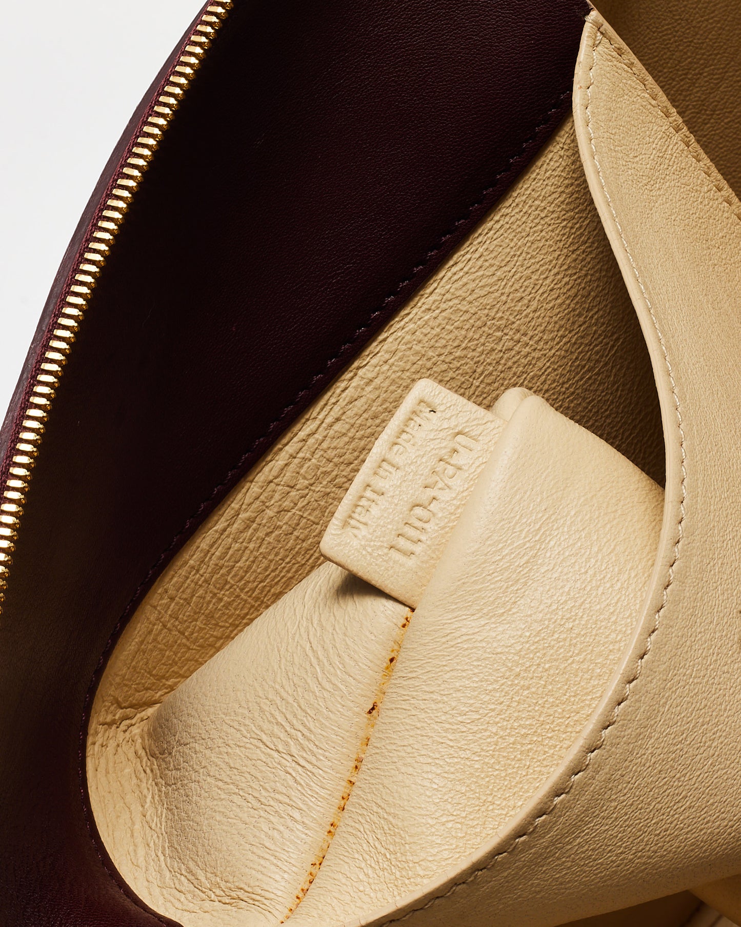 Celine Maroon Calfskin Leather Large Flat Zip Around Chain Shoulder Bag