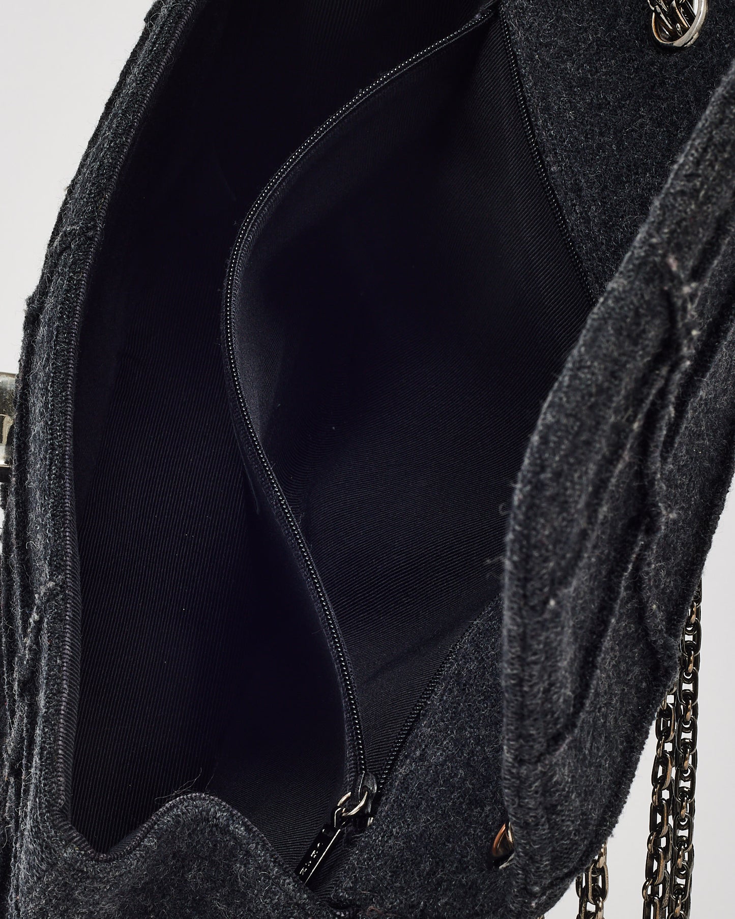 Chanel Dark Grey Wool Chocolate Bar 2.55 Re-Issue Flap Bag
