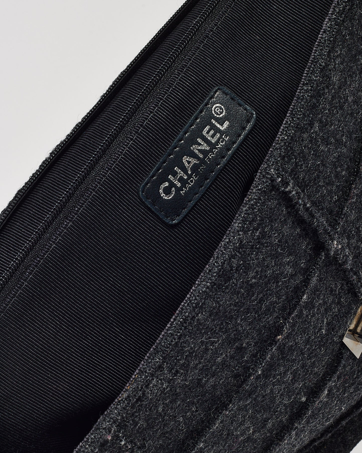 Chanel Dark Grey Wool Chocolate Bar 2.55 Re-Issue Flap Bag