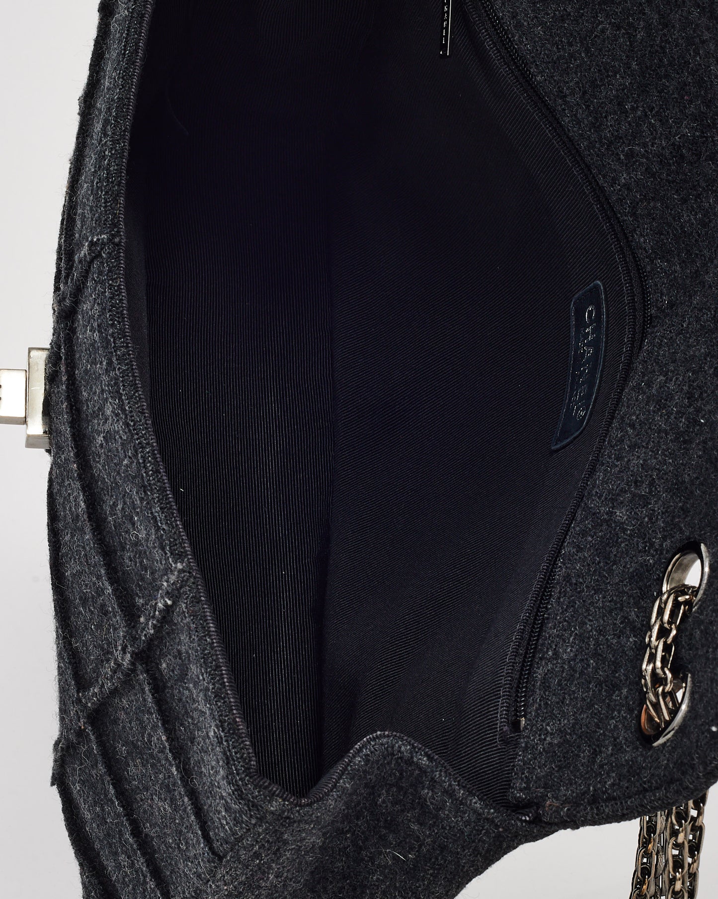 Chanel Dark Grey Wool Chocolate Bar 2.55 Re-Issue Flap Bag