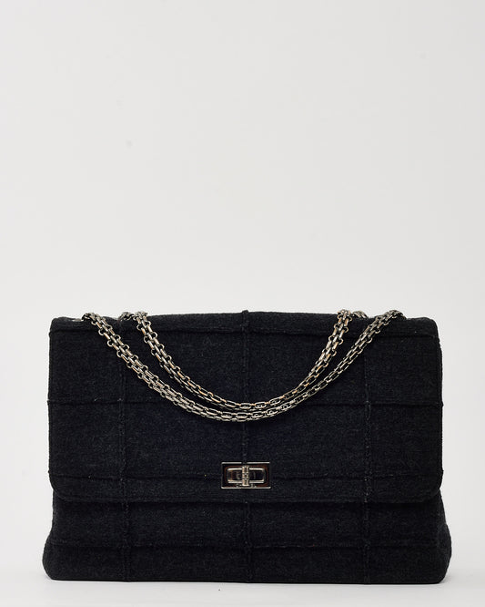 Chanel Dark Grey Wool Chocolate Bar 2.55 Re-Issue Flap Bag