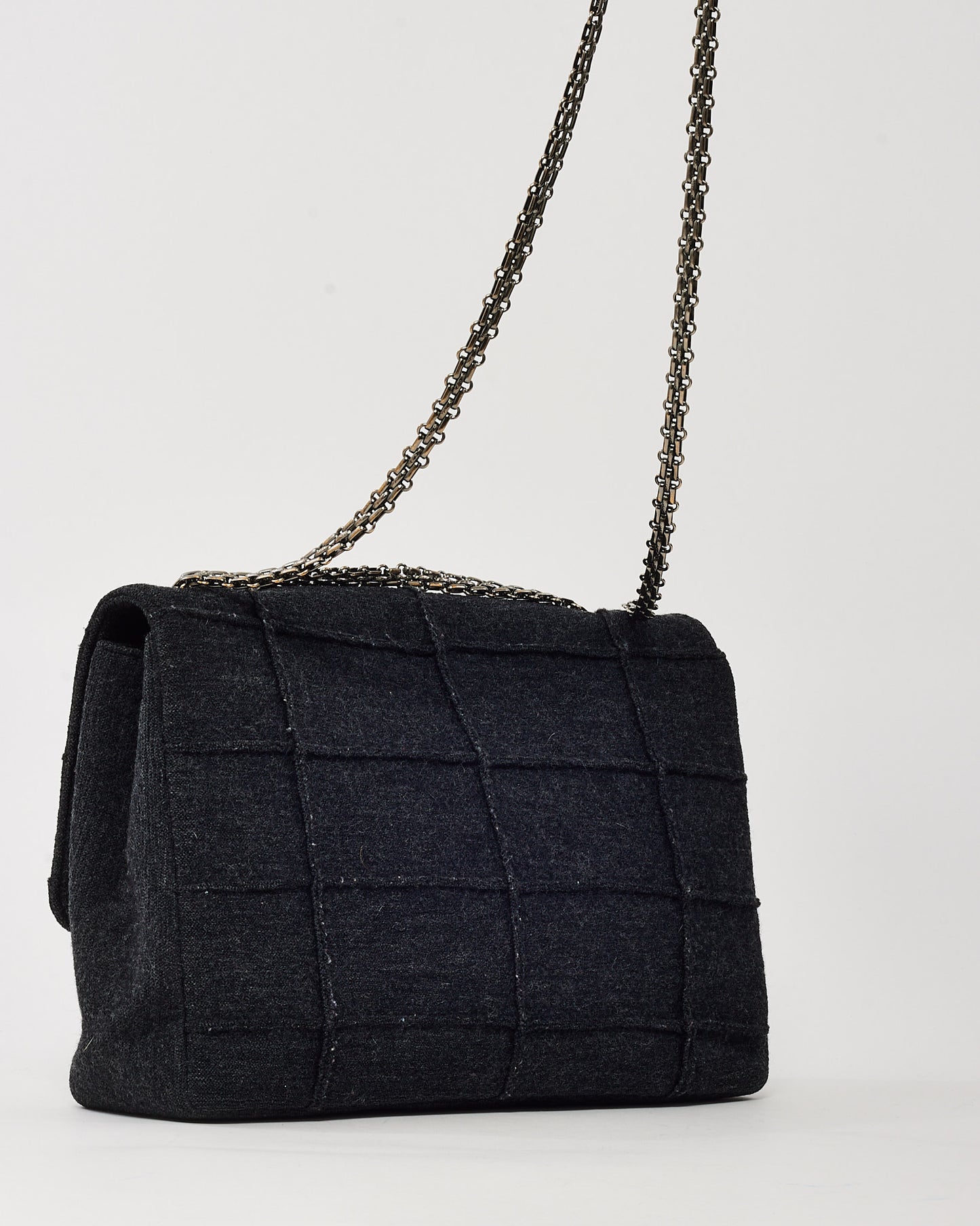Chanel Dark Grey Wool Chocolate Bar 2.55 Re-Issue Flap Bag