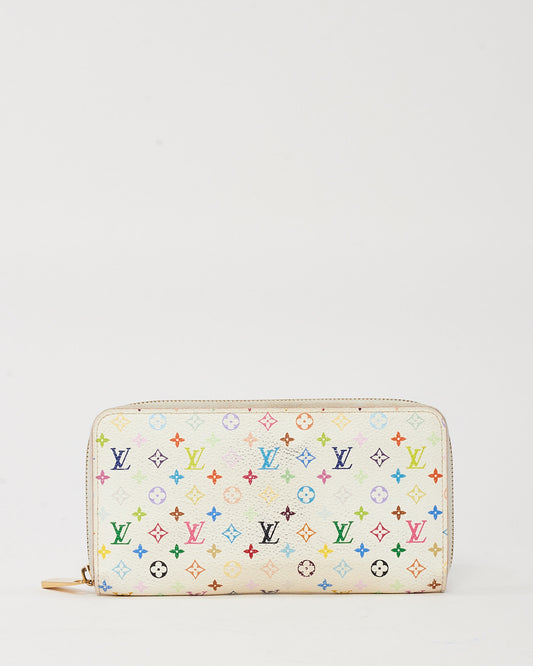 Louis Vuitton White Murakami Multicolor Monogram Canvas Zippy Wallet