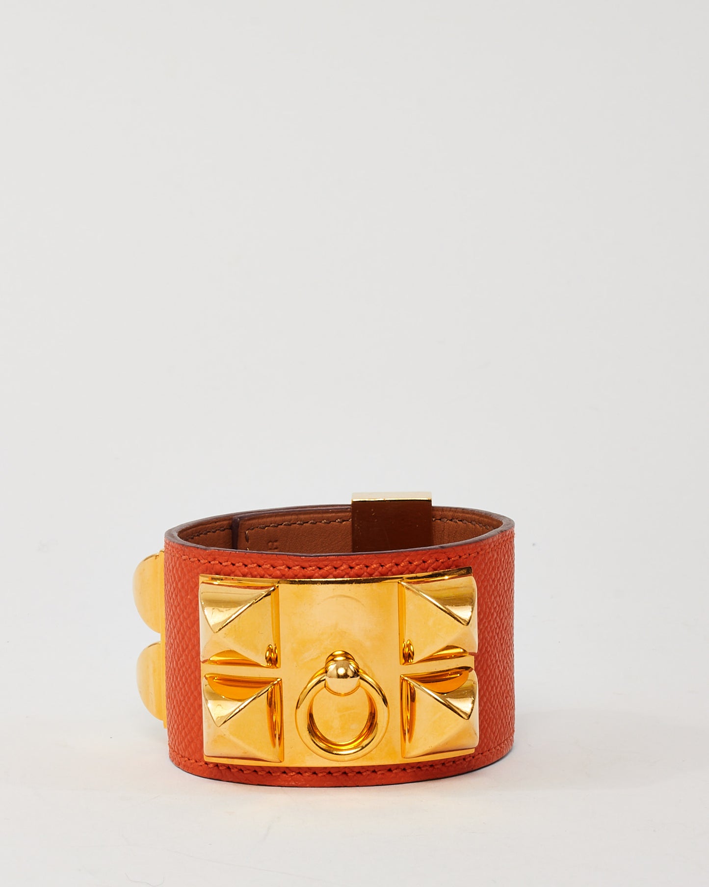 Hermès Orange Leather GHW CDC Collier de Chien Bracelet - S