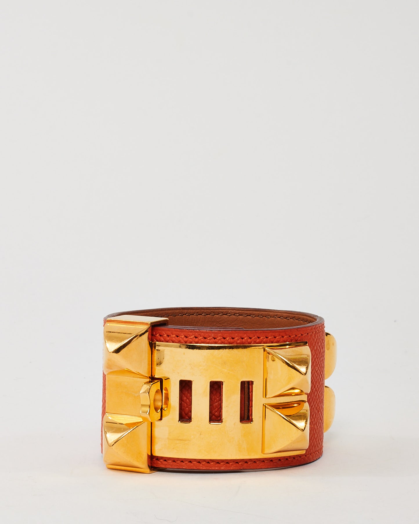 Hermès Orange Leather GHW CDC Collier de Chien Bracelet - S