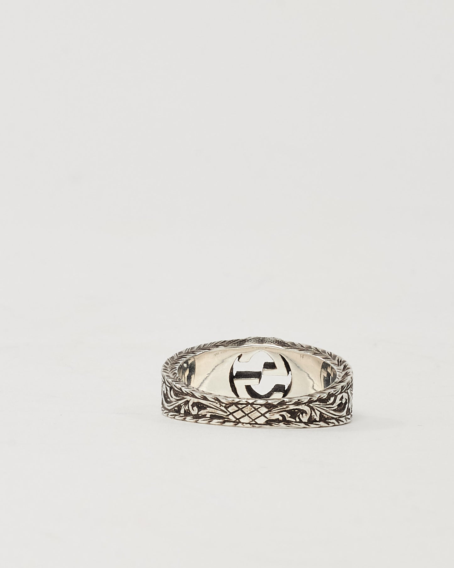 Gucci Sterling Silver Arabesque Interlocking G Ring - 6 3/4