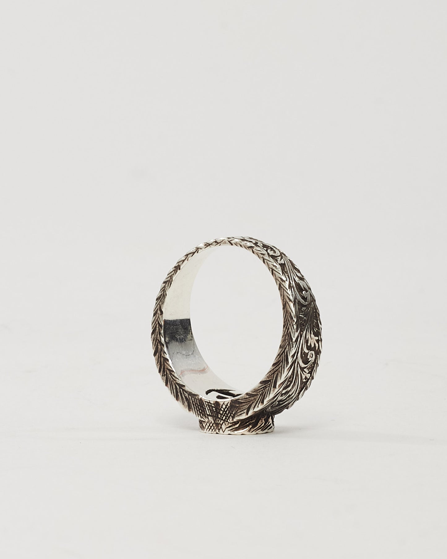 Gucci Sterling Silver Arabesque Interlocking G Ring - 6 3/4
