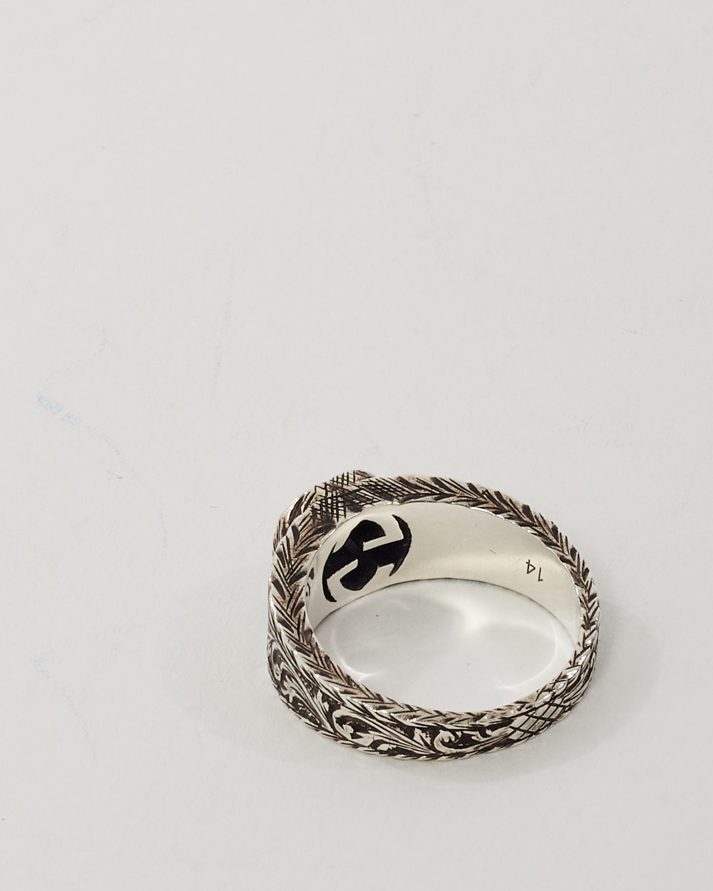 Gucci Sterling Silver Arabesque Interlocking G Ring - 6 3/4