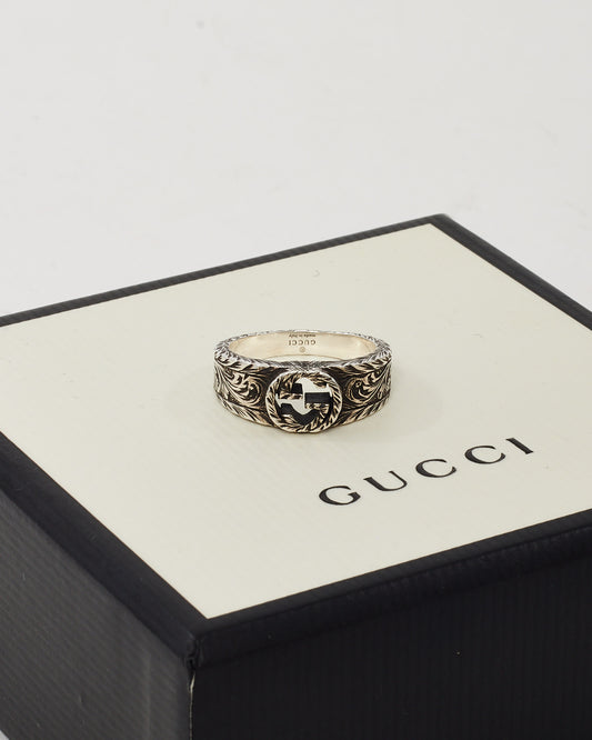 Gucci Sterling Silver Arabesque Interlocking G Ring - 6 3/4