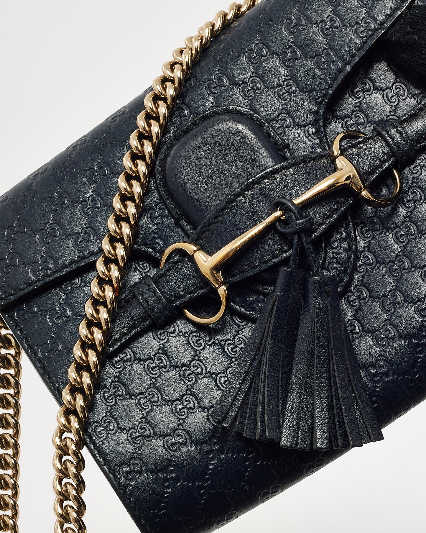 Sac bandoulière Gucci Emily WOC en cuir Microguccissima bleu