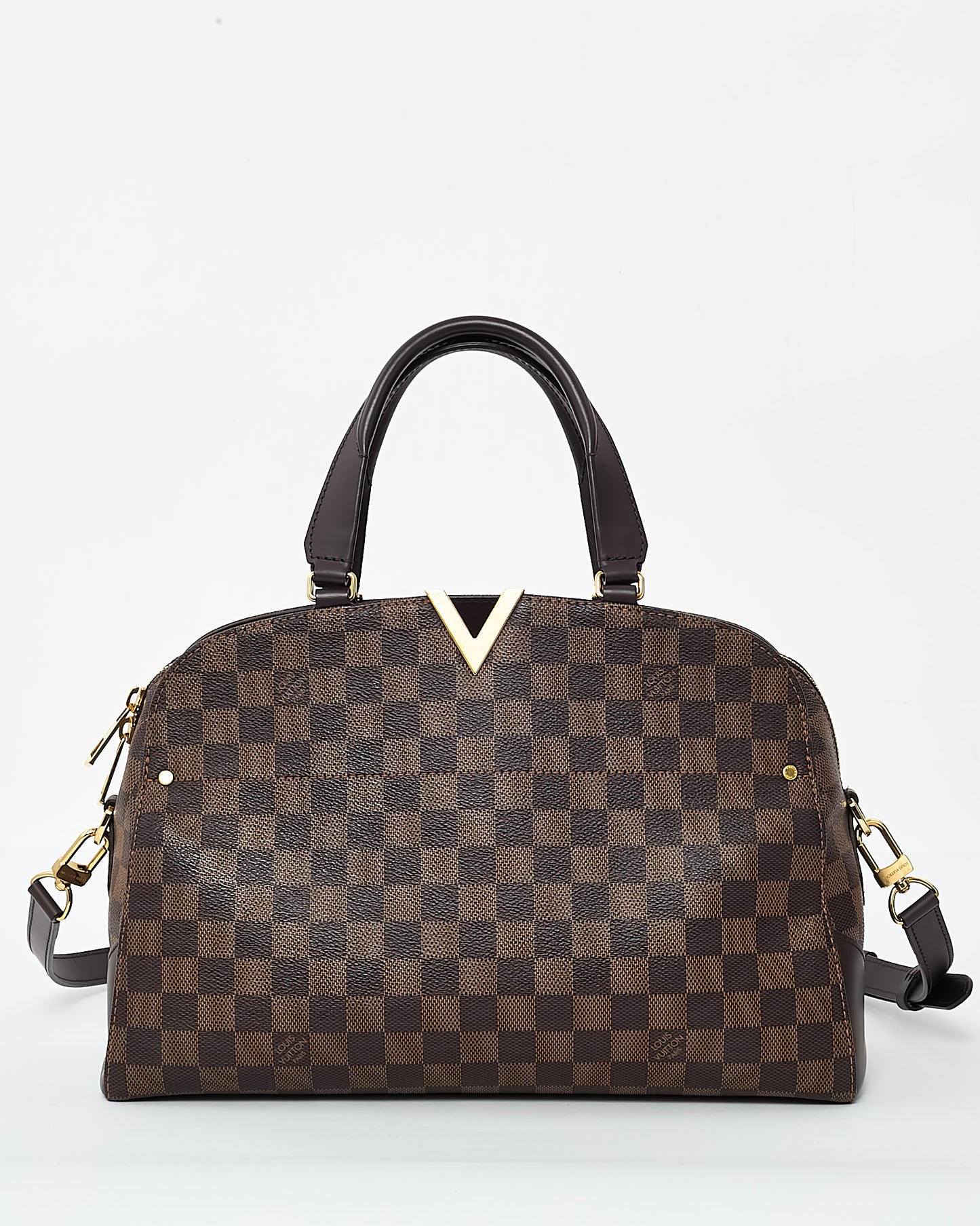 Sac cabas Louis Vuitton Kensignton V en toile enduite Damier Ebene marron