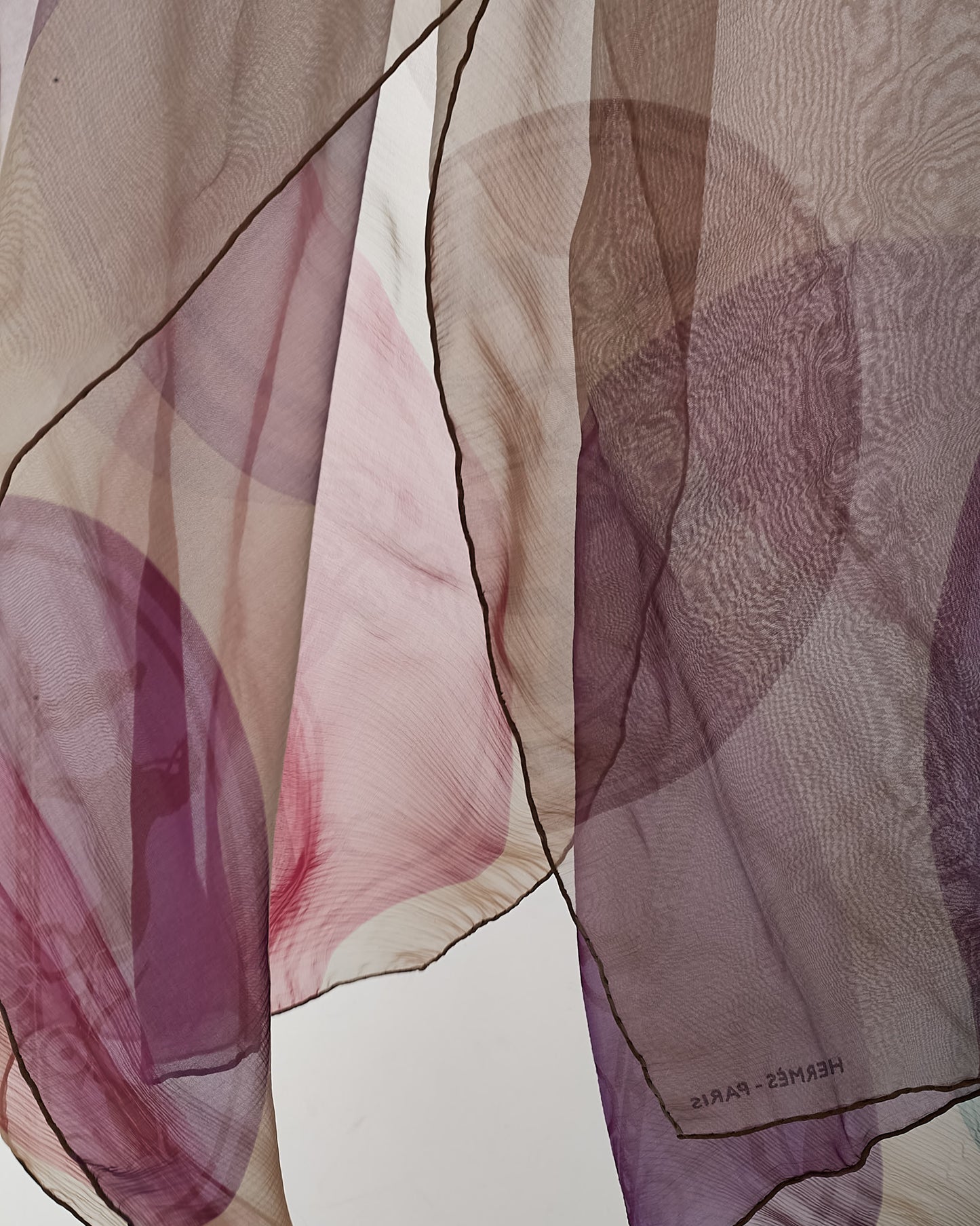 Hermès Brown/Purple/Green/Pink Ex-Libris Logo Silk Mousseline Shawl Scarf
