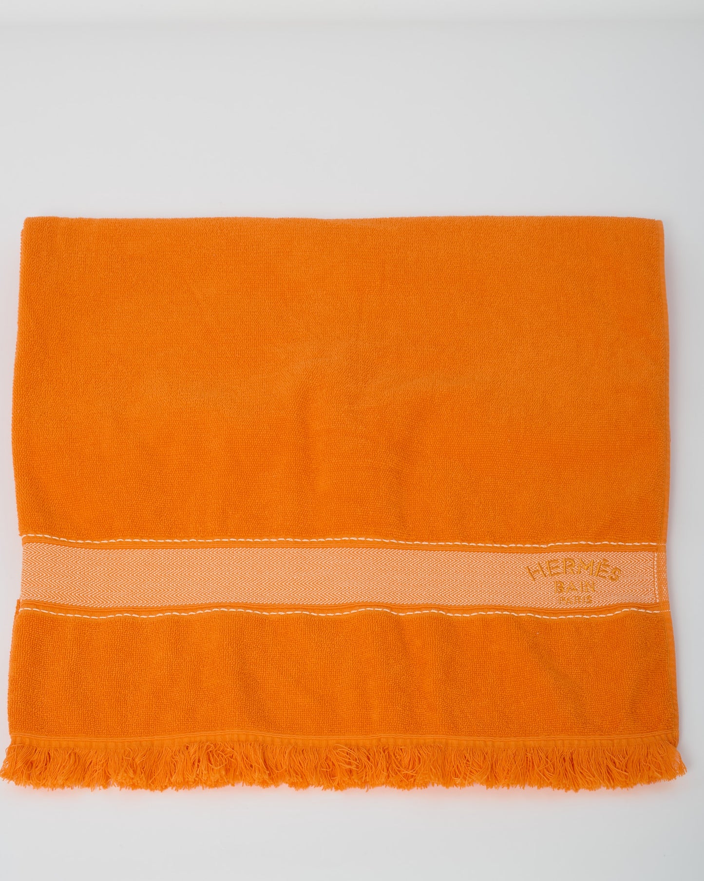 Hermès Orange Terry Logo Small Model Yachting Beach Towel