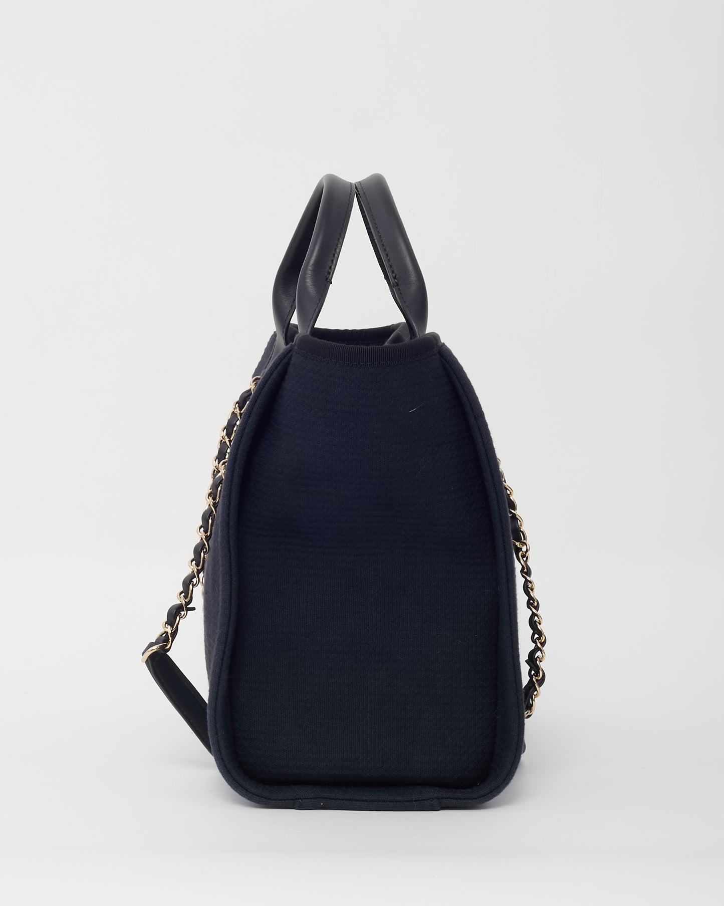 Chanel Black Mixed Fibers Chanel Logo Small Deauville Tote CHW