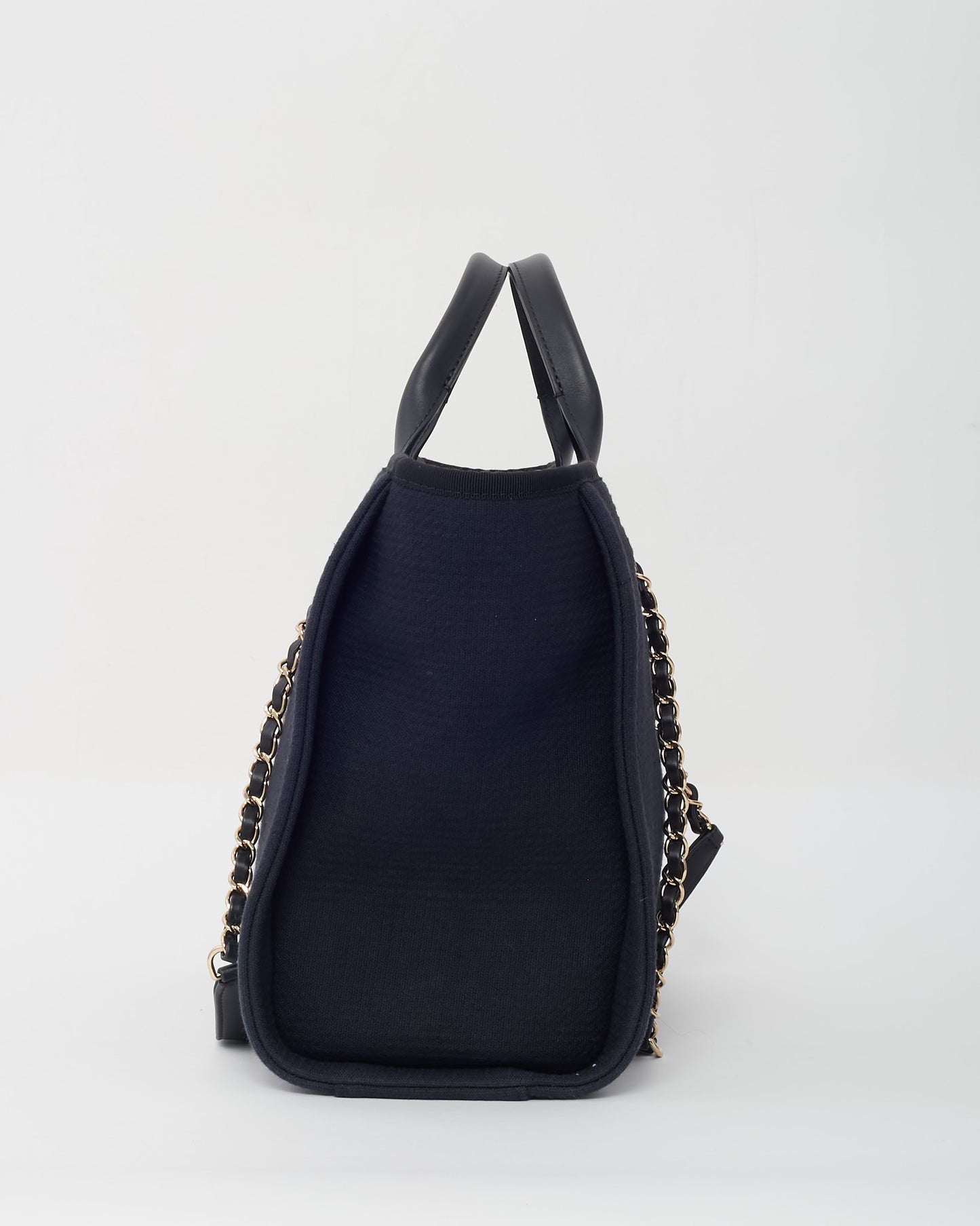 Chanel Black Mixed Fibers Chanel Logo Small Deauville Tote CHW