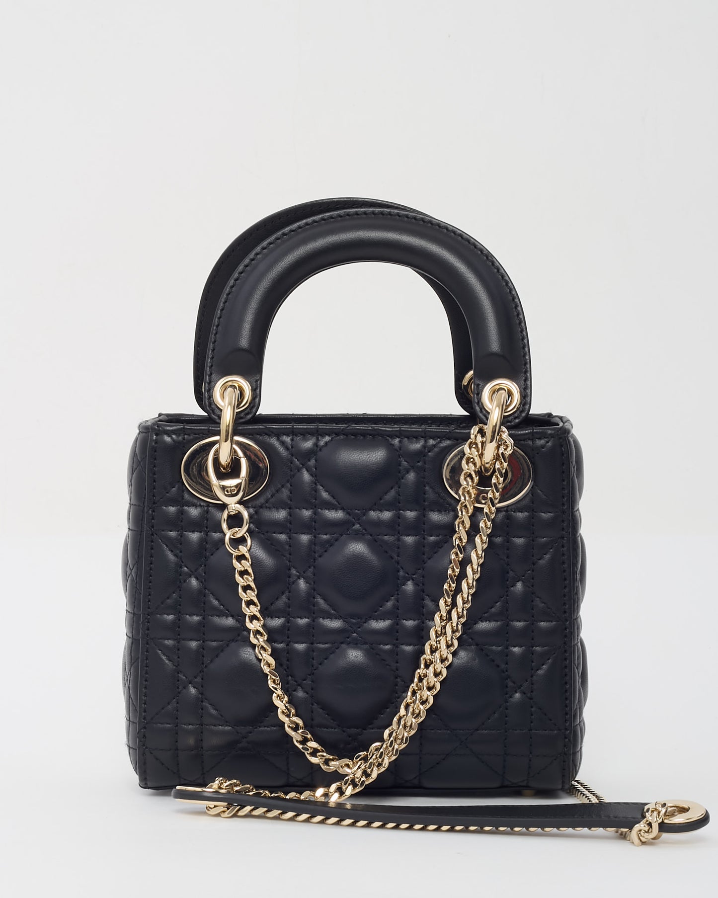 Dior Black Cannage Leather Mini Lady Dior Bag GHW