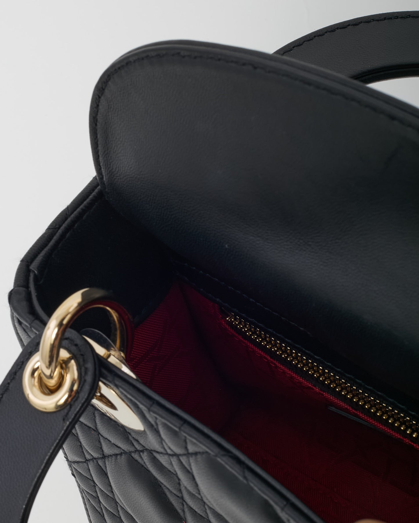 Dior Black Cannage Leather Mini Lady Dior Bag GHW