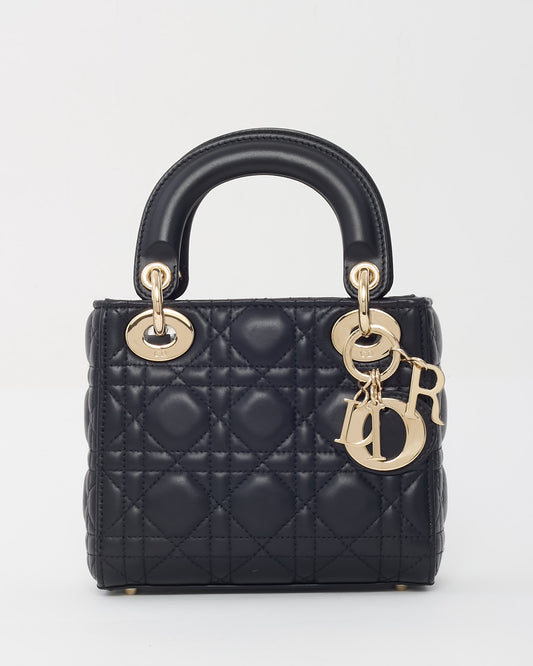Dior Black Cannage Leather Mini Lady Dior Bag GHW