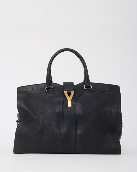 Saint Laurent Black Leather Large Y Chyc Cabas Tote Bag