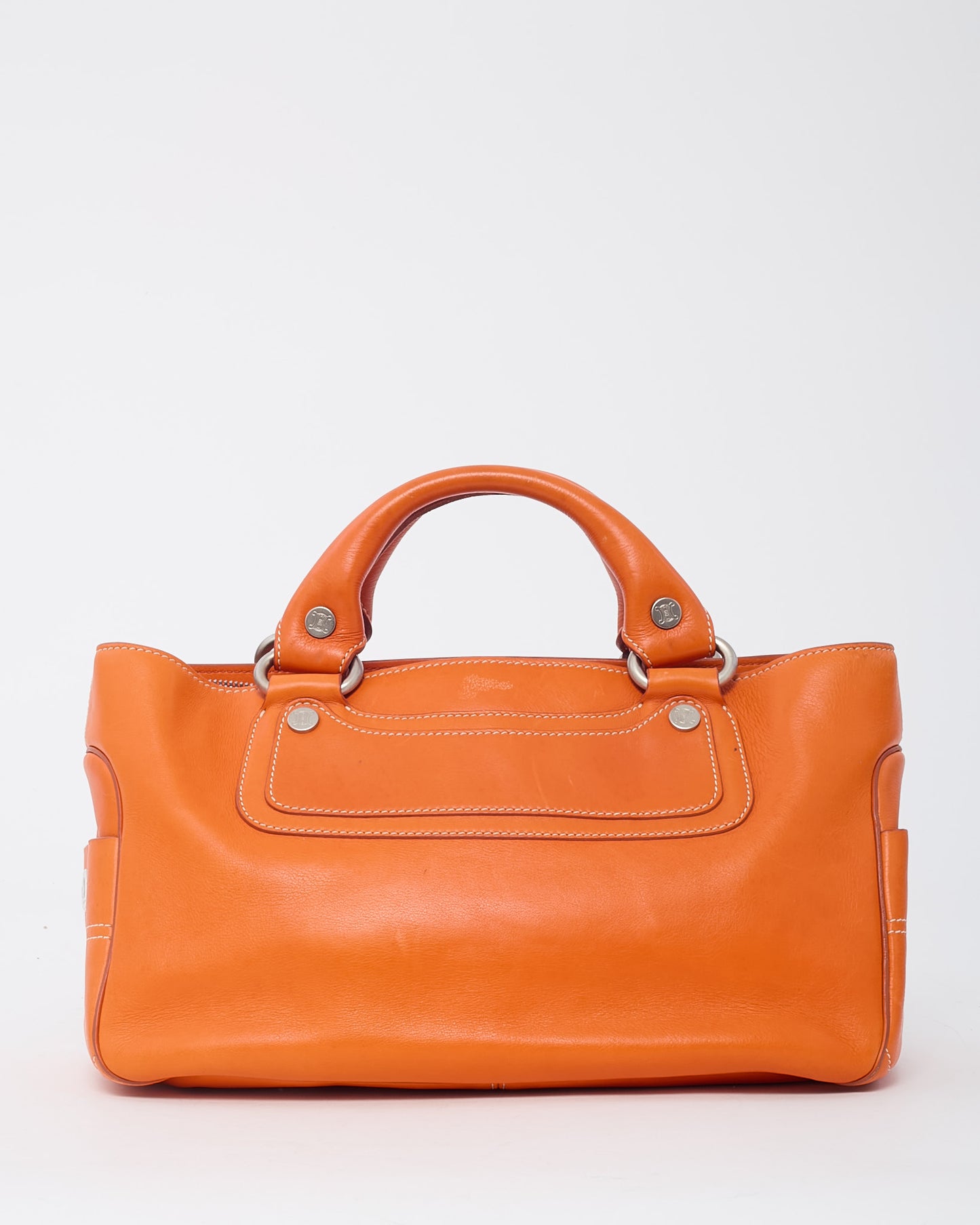 Sac Boogie Celine Vintage en Cuir Grainé Rose avec Clous Dorés