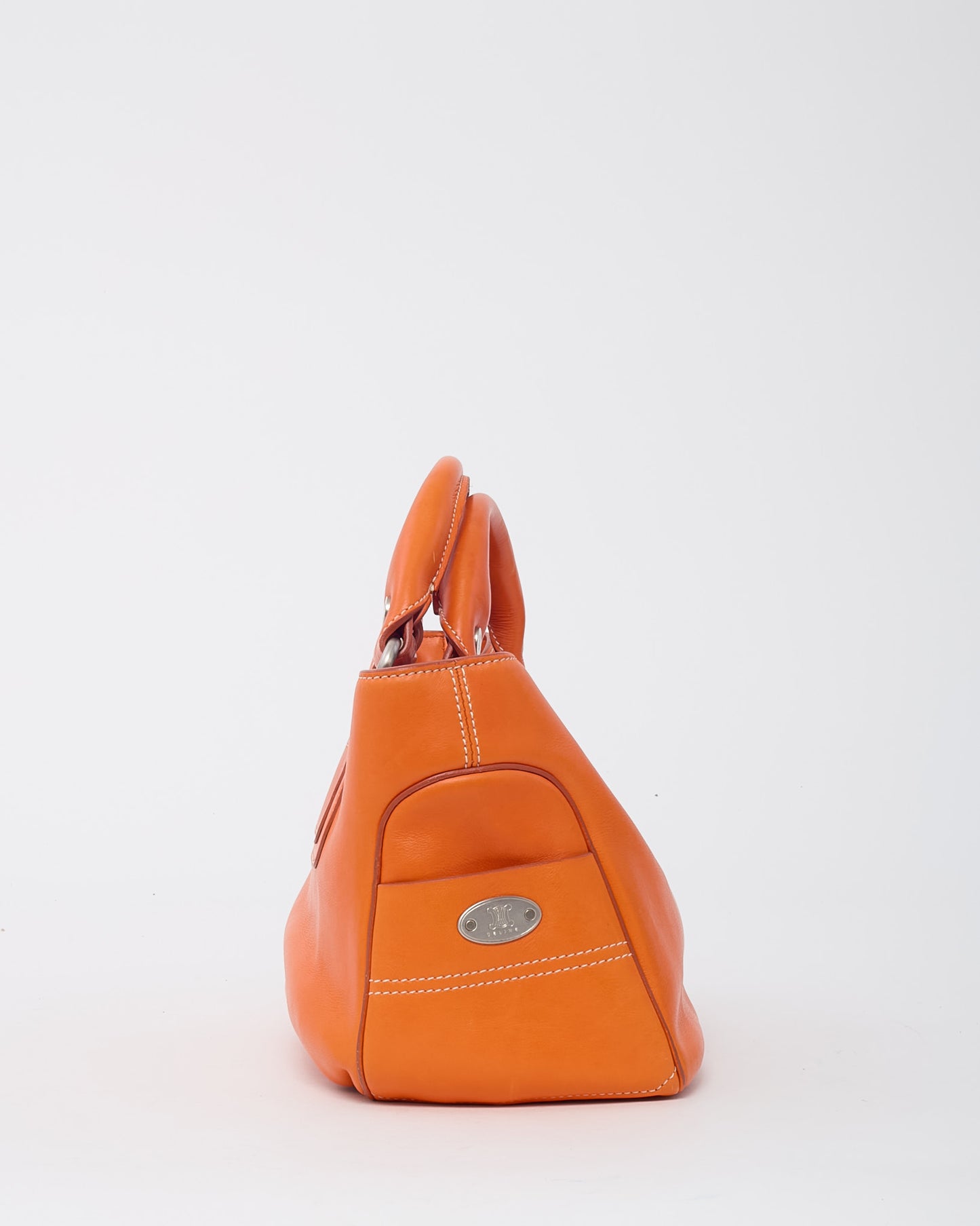 Sac Boogie Celine Vintage en Cuir Grainé Rose avec Clous Dorés