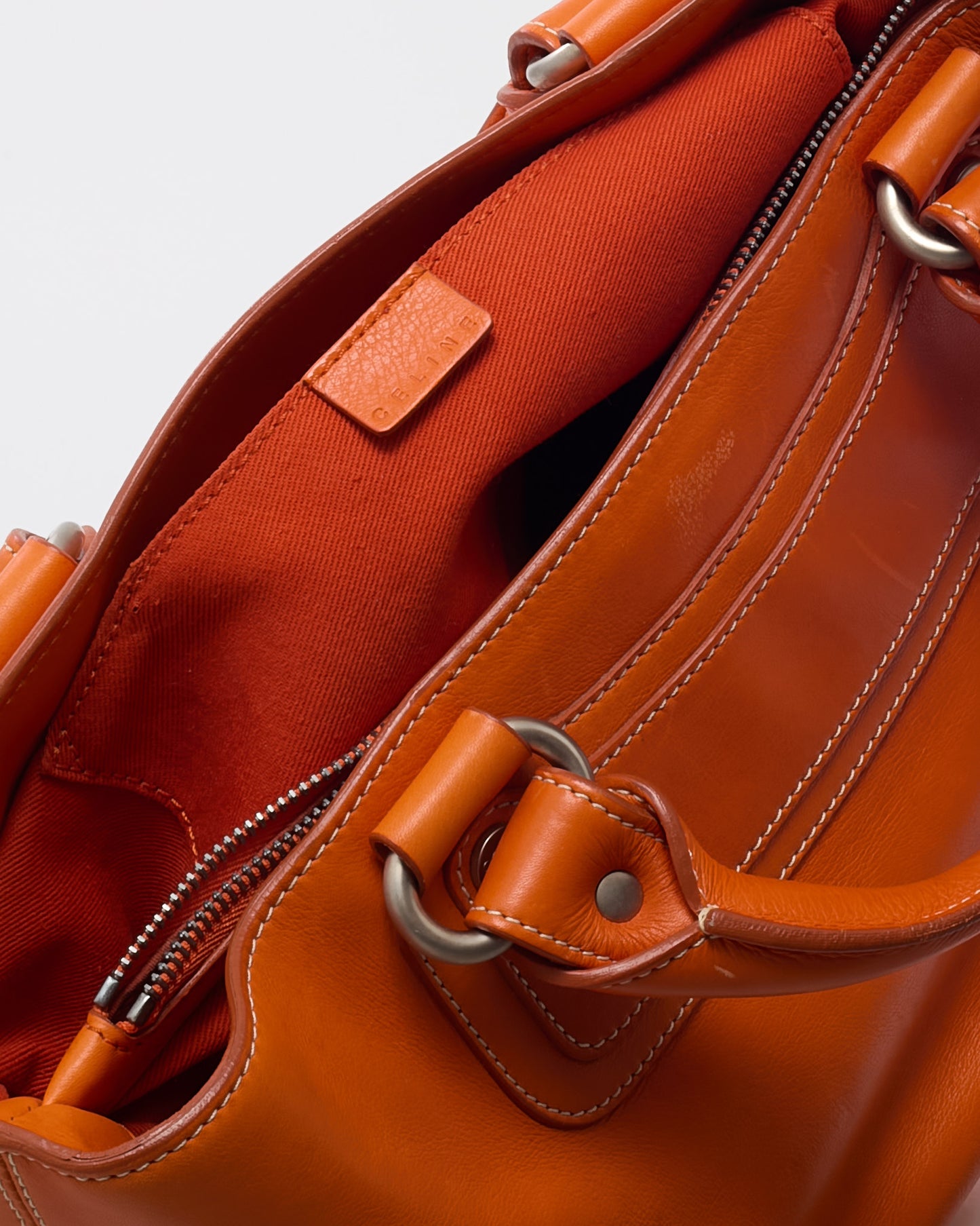 Sac Boogie Celine Vintage en Cuir Grainé Rose avec Clous Dorés