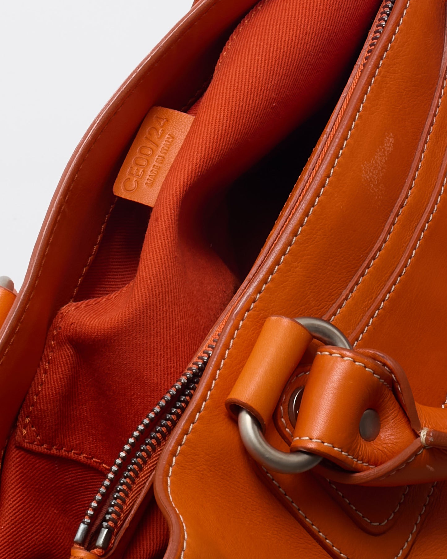 Sac Boogie Celine Vintage en Cuir Grainé Rose avec Clous Dorés