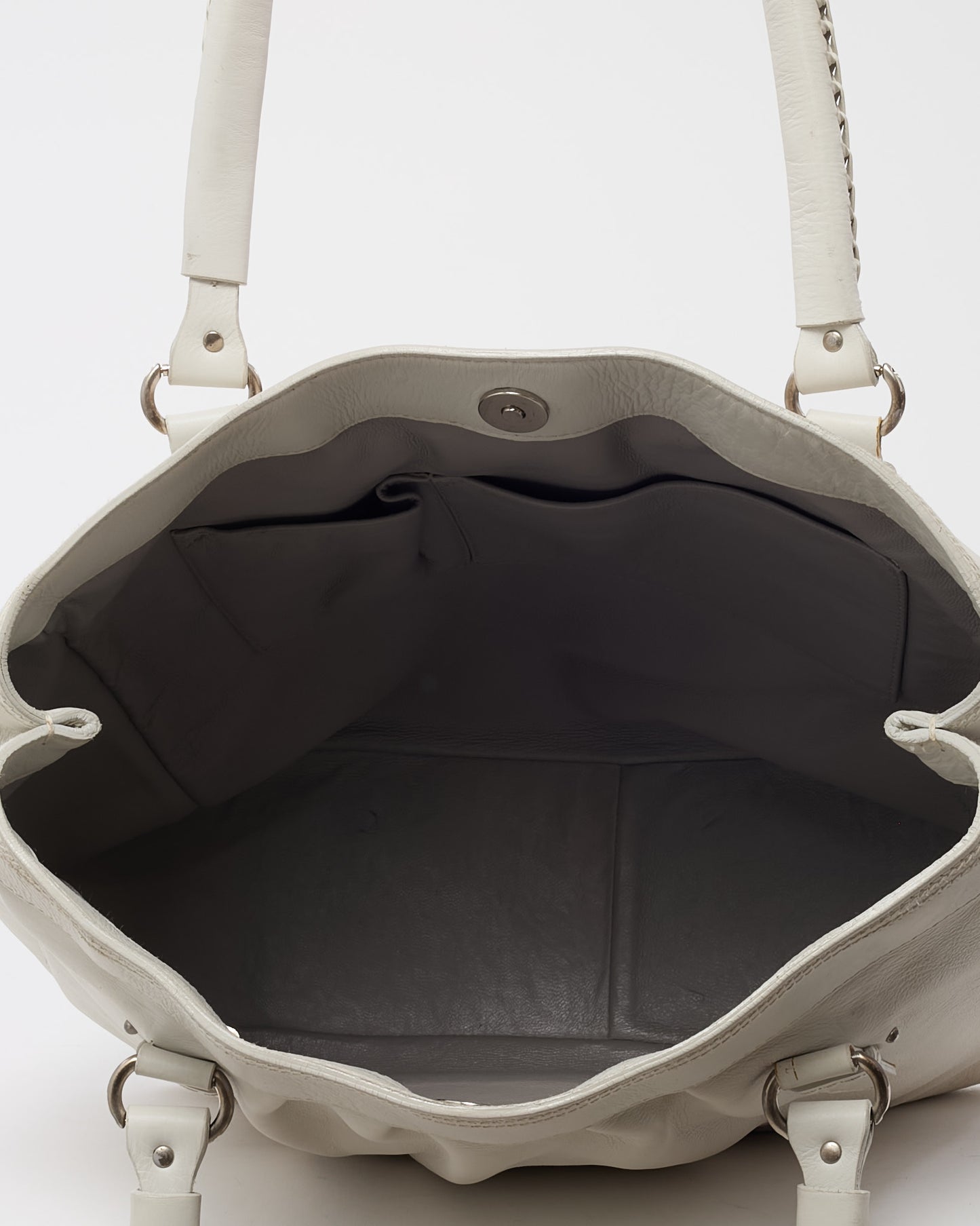 Dior Vintage White Leather My Dior Frame Tote Bag