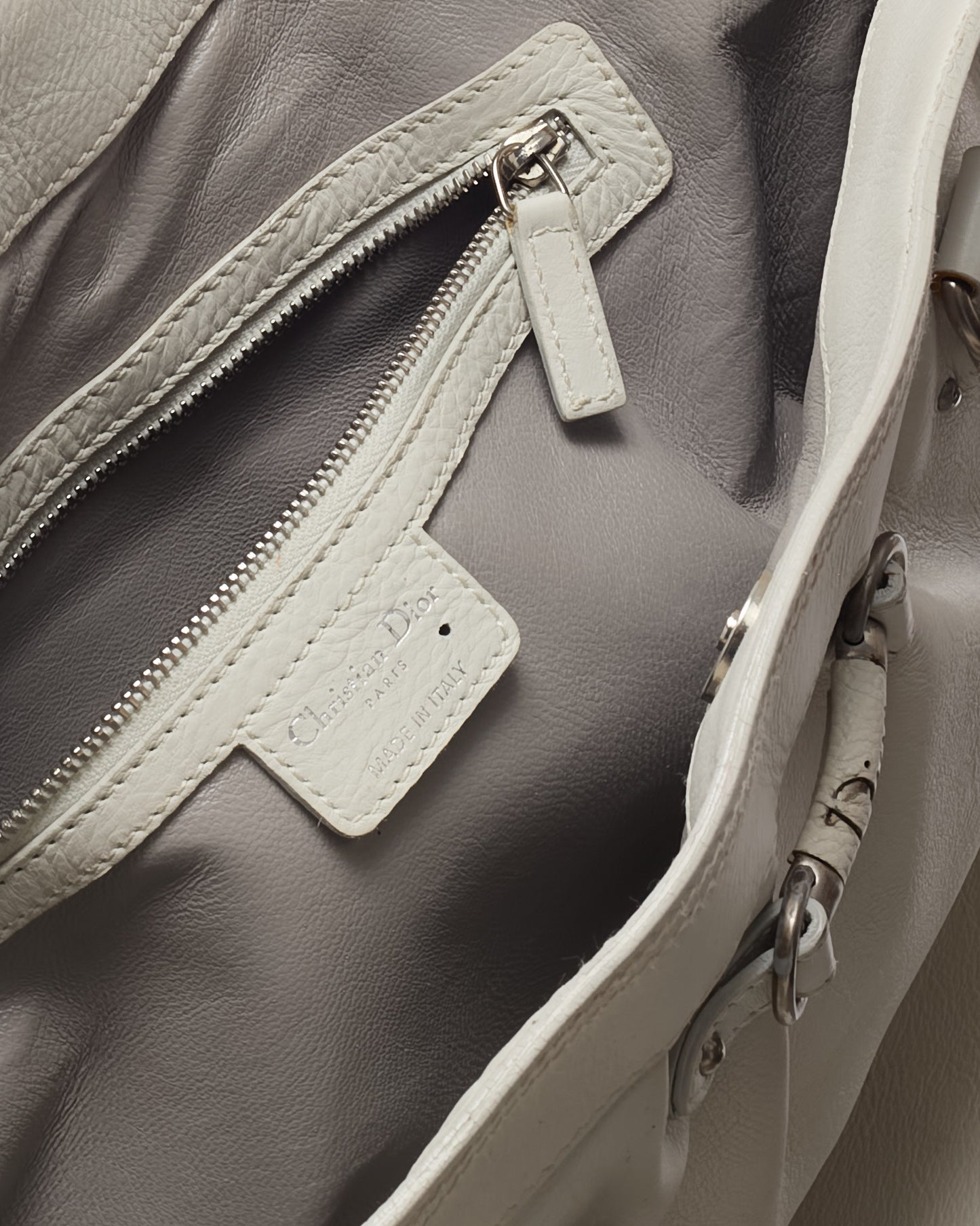 Dior Vintage White Leather My Dior Frame Tote Bag