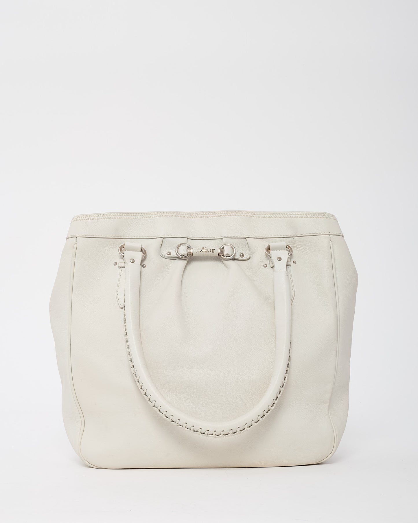 Dior Vintage White Leather My Dior Frame Tote Bag